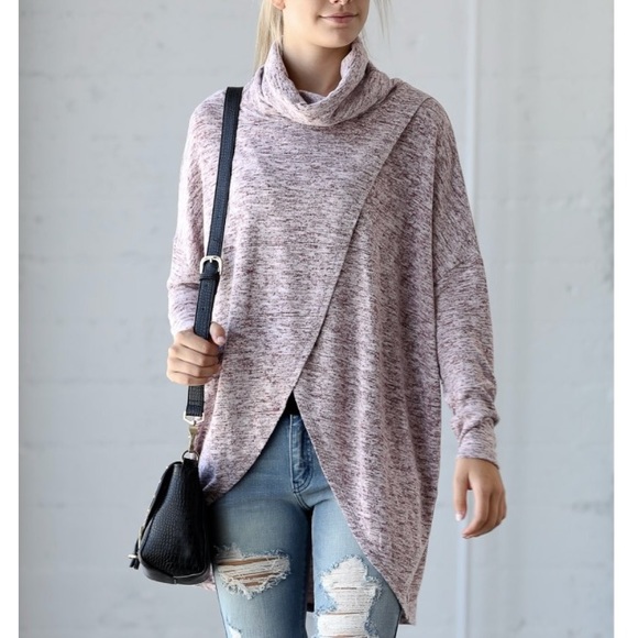 Front Split Turtleneck Tunic 